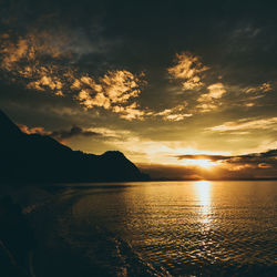 Scenic view of sea against sky during sunset