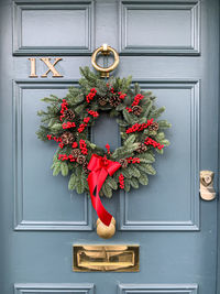 Close-up of christmas decorations on wall