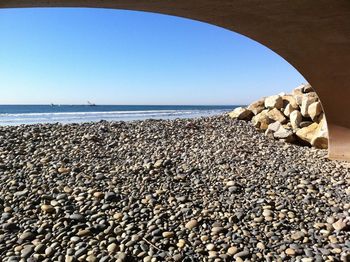 Scenic view of sea against clear sky