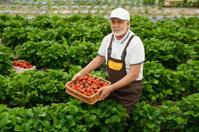 Man working in basket