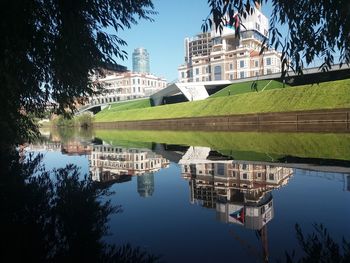 Reflection of buildings in water