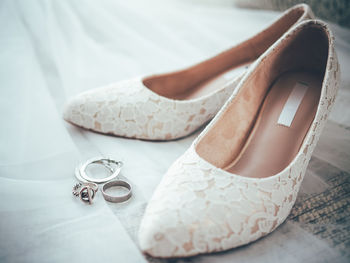 High angle view of shoes on table