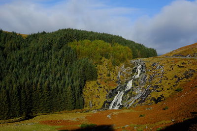 Scenic view of tree mountain against sky