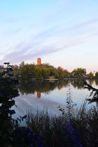 Scenic view of lake against sky
