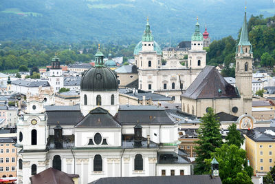 Franciscan church and salzburg cathedral in city