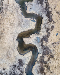 High angle view of water on land