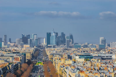 High angle view of cityscape against sky