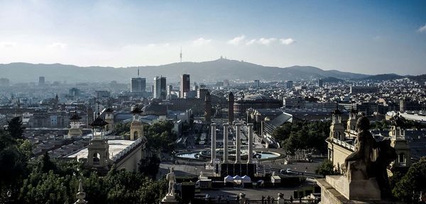 High angle view of buildings in city