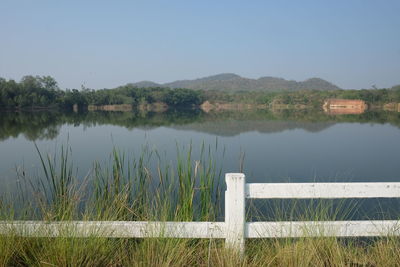 Scenic view of lake against sky