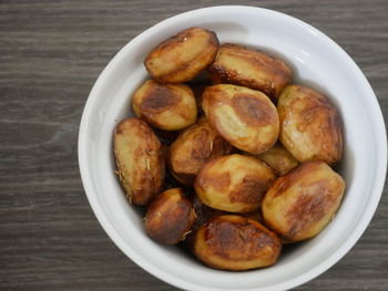 High angle view of breakfast in bowl on table