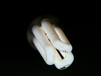 Close-up of human hand over black background