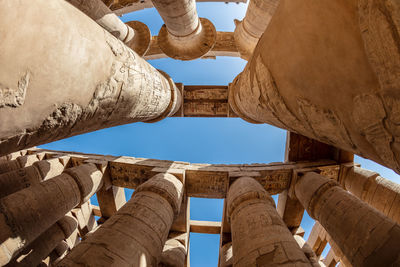 Different hieroglyphs on the walls and columns in the karnak temple.