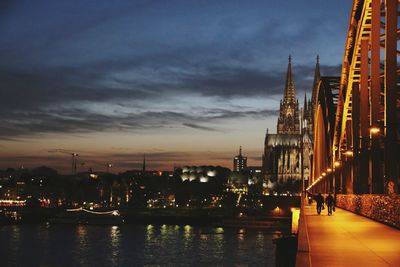 View of illuminated buildings at night