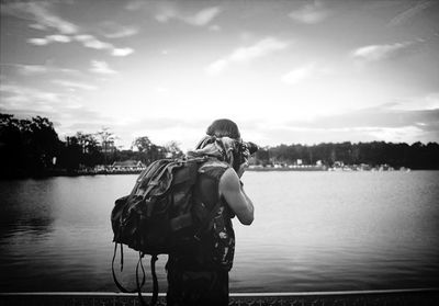 Scenic view of lake against sky