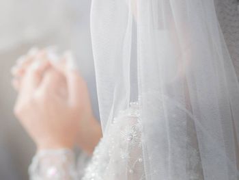 Close-up of wedding dress