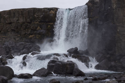 Oxarfoss waterfall in the thingvellir national park