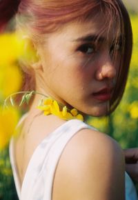 Close-up portrait of a beautiful young woman