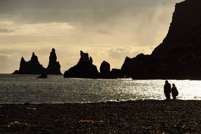 A morning by the black sands of vik in iceland.  