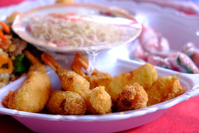 Close-up of food in plate on table