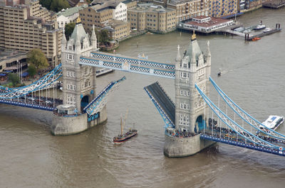 High angle view of bridge over river