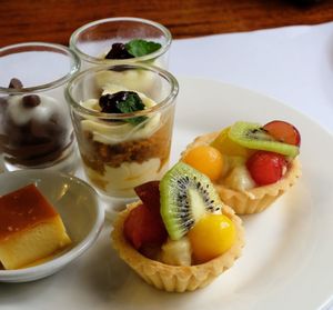 High angle view of fruits in plate