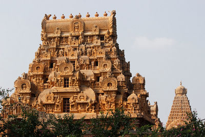 Low angle view of old ruins against clear sky
