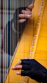 Woman playing musical instrument