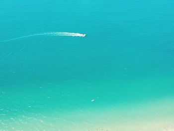 High angle view of boat in sea