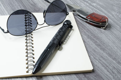 High angle view of sunglasses on table