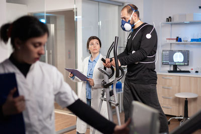 Male patient exercising at hospital