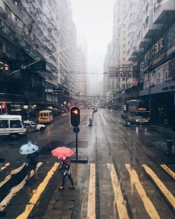 Wet city street during rainy season