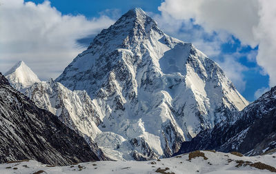 Majestic view of the k2 peak, the second highest mountain on the earth