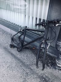 High angle view of bicycle parked in parking lot