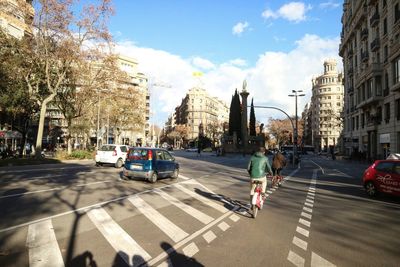 Cars on street in city