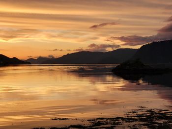 Sunset mirroring in the sea.