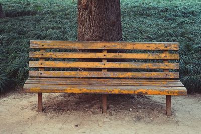 Wooden bench in park