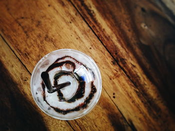 High angle view of coffee on table