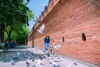 People in front of building