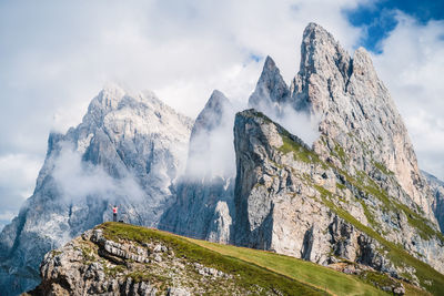 Panoramic view of snowcapped mountains against sky