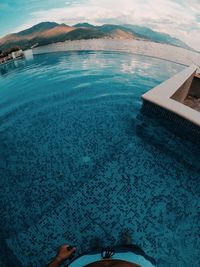 High angle view of swimming pool in sea