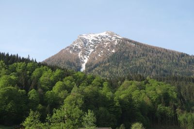 Low angle view of mountain against clear sky