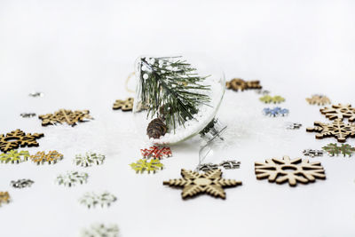 Close-up of christmas decoration on table