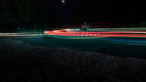 Light trails on street at night