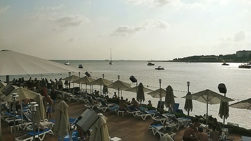 View of boats in sea