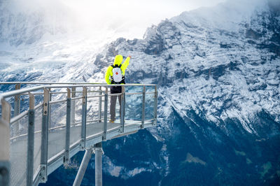 People on snow covered mountain