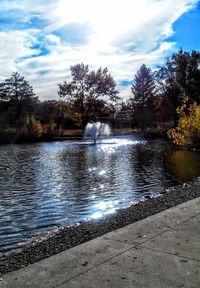 Scenic view of lake against sky