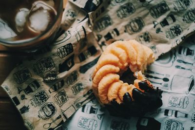 High angle view of food on table