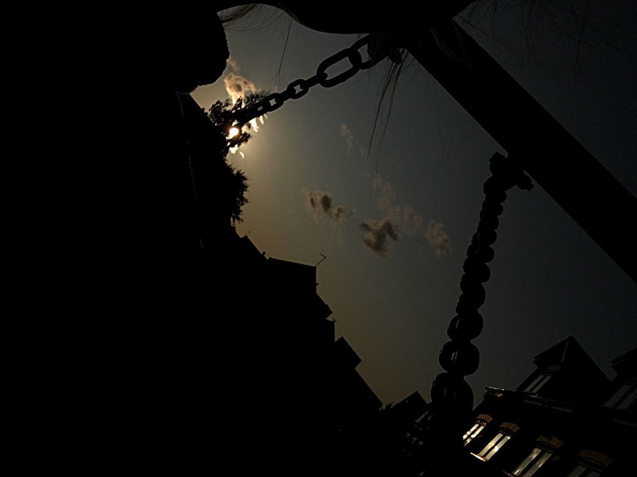 LOW ANGLE VIEW OF SILHOUETTE BUILDING AGAINST SKY