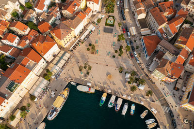 Aerial view of the beach near mali losinj on losinj island, the adriatic sea in croatia