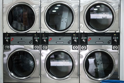 Full frame shot of washing machine in a launderette